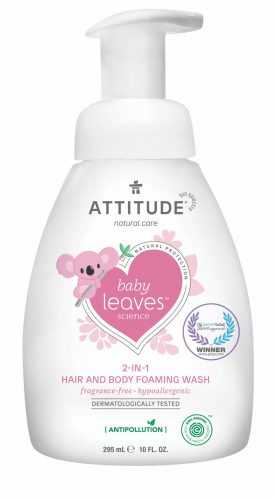 ATTITUDE Baby Leaves Pěnivé mýdlo a šampon 2v1 bez vůně 295 ml ATTITUDE
