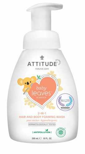 ATTITUDE Baby Leaves Pěnivé mýdlo a šampon 2v1 hruška 295 ml ATTITUDE