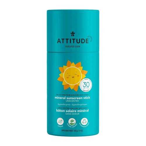 ATTITUDE Dětská 100% minerální ochranná tyčinka na celé tělo bez vůně SPF30 85 g ATTITUDE