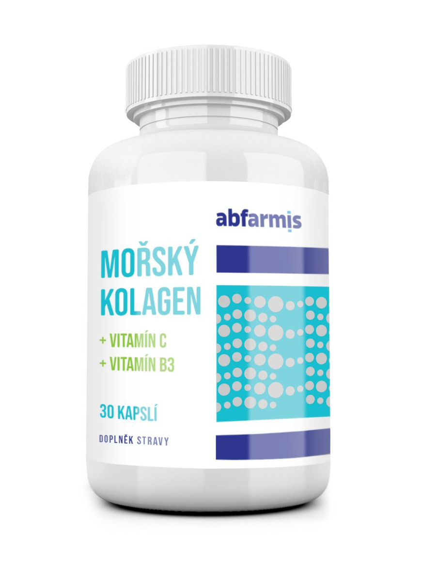 Abfarmis Mořský kolagen + vitamín C + vitamín B3 30 kapslí Abfarmis