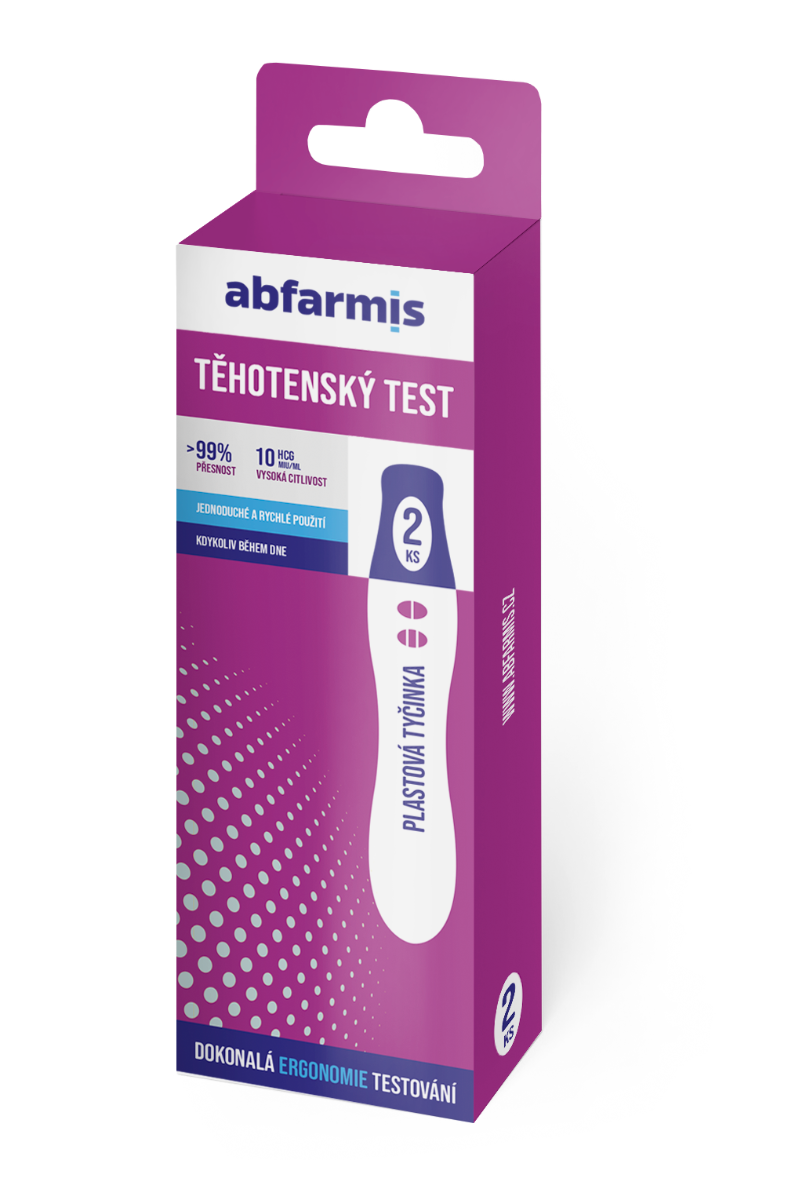 Abfarmis Těhotenský test 10 mIU/ml testovací tyčinky 2 ks Abfarmis
