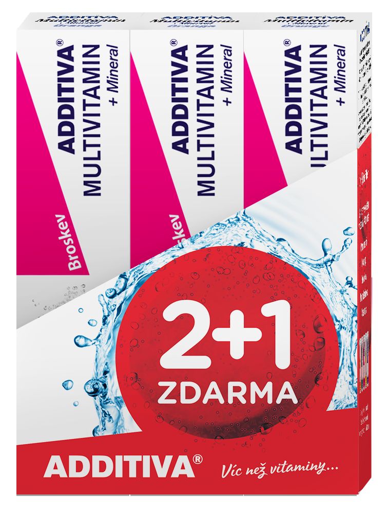 Additiva Multivitamin 2+1 broskev 3x20 šumivých tablet Additiva