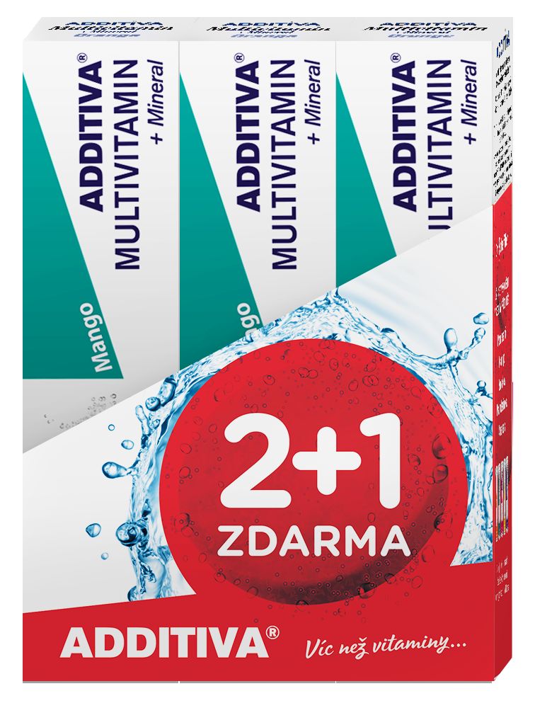 Additiva Multivitamin 2+1 mango 3x20 šumivých tablet Additiva