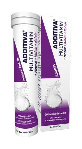 Additiva Multivitamin + Mineral + Kofein ananas 20 šumivých tablet Additiva