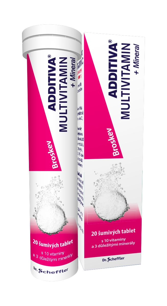 Additiva Multivitamin + Mineral broskev 20 šumivých tablet Additiva