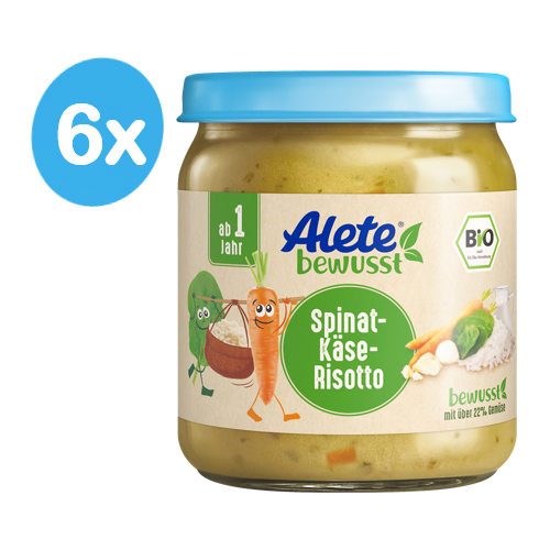 Alete BIO Příkrm sýrové rizoto se špenátem 12m+ 6x250 g Alete