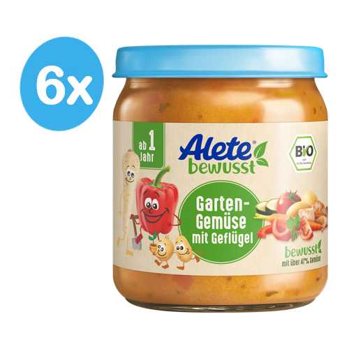 Alete BIO Příkrm zelenina s krůtím masem 12m+ 6x250 g Alete