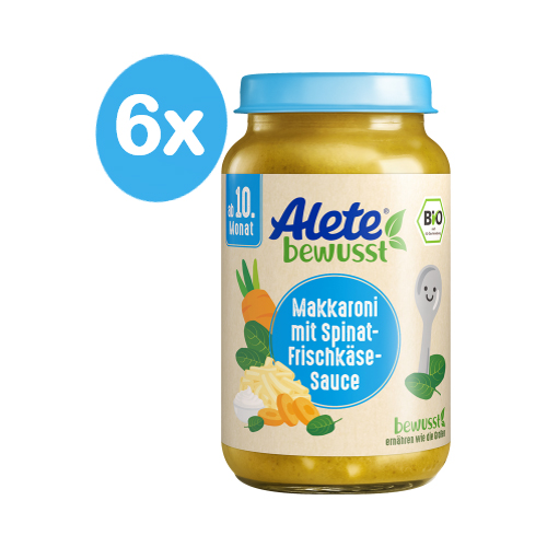 Alete BIO Příkrm zelenina s makaróny a sýrem 10m+ 6x220 g Alete