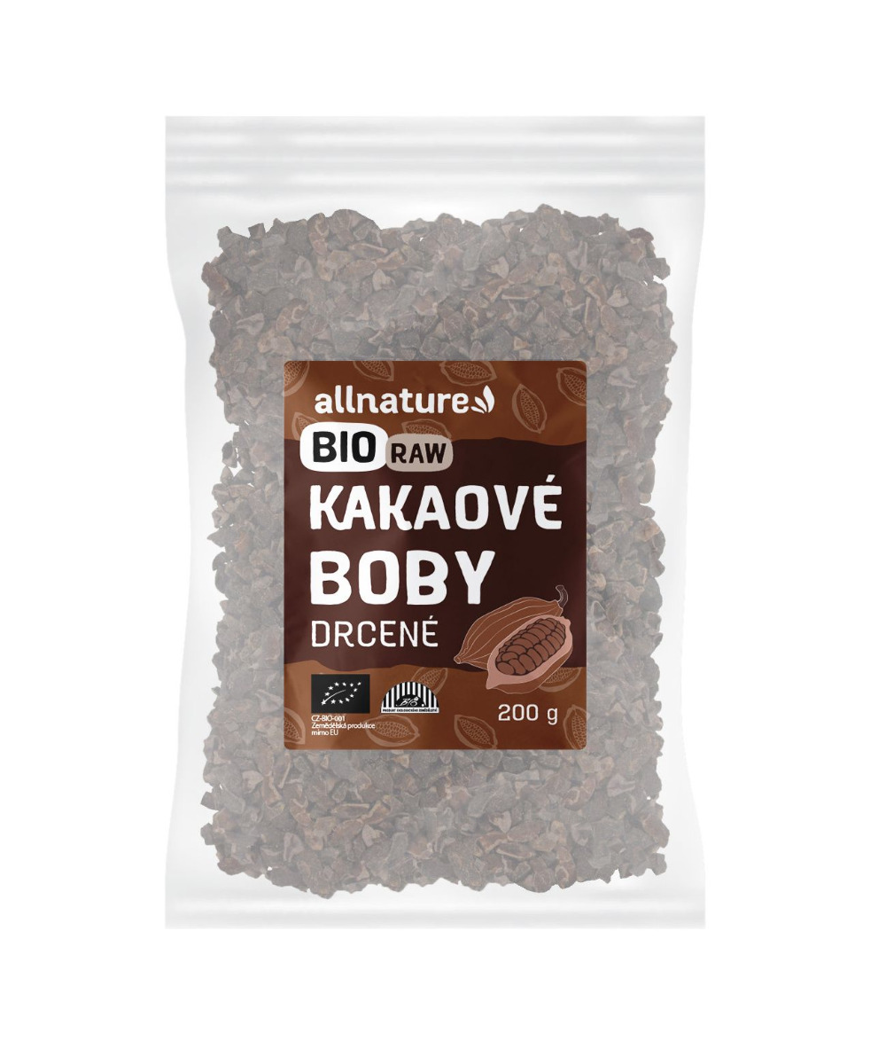 Allnature Kakaové boby drcené BIO RAW prášek 200 g Allnature