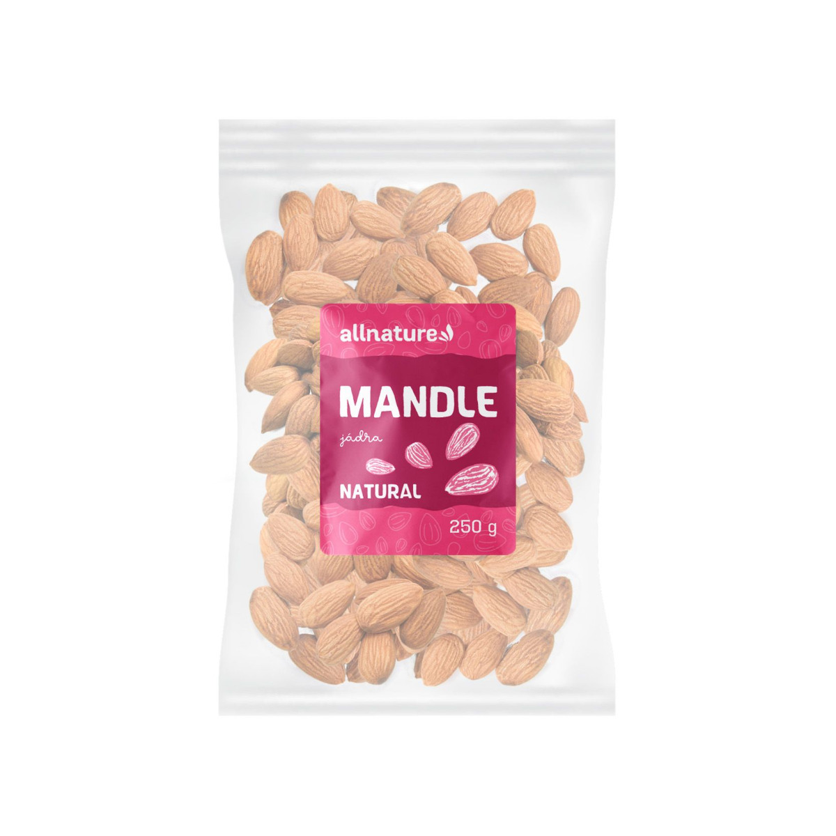 Allnature Mandle natural jádra 250 g Allnature