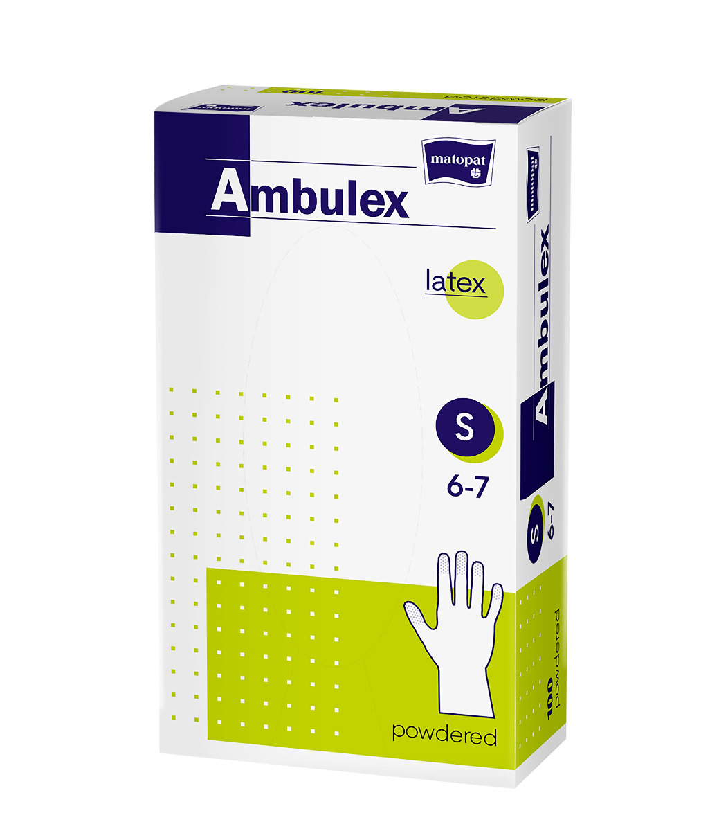 Ambulex Latexové rukavice pudrované nesterilní vel. S 100 ks Ambulex