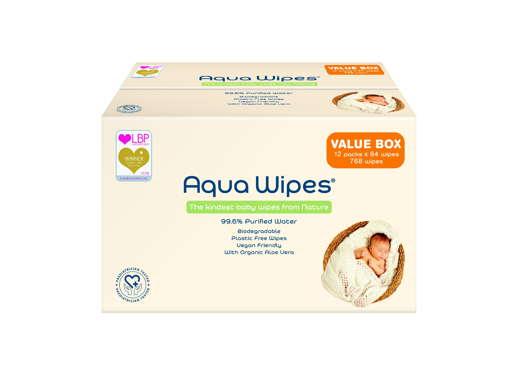 Aqua Wipes EKO Vlhčené ubrousky box 12x64 ks Aqua Wipes