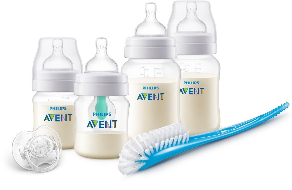 Avent Anti-colic Novorozenecká startovací sada 4 láhve + kartáč + šidítko Avent