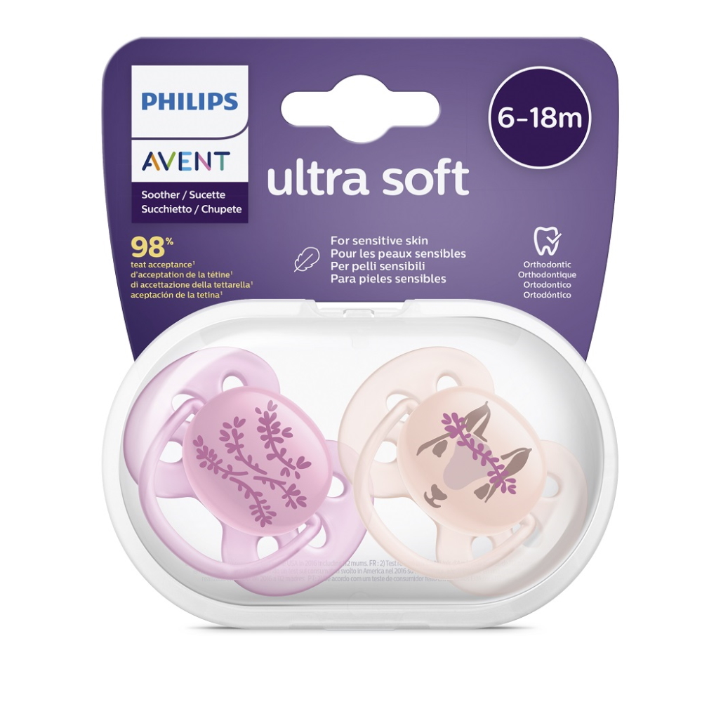 Avent Šidítko Ultrasoft obrázek 6-18 m dívka 2 ks Avent