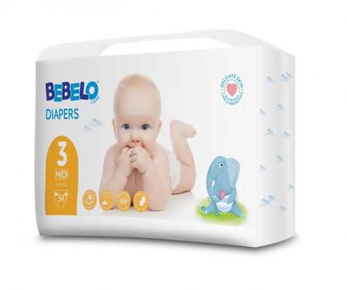 BEBELO Care Diapers Midi 3 dětské pleny 54 ks BEBELO