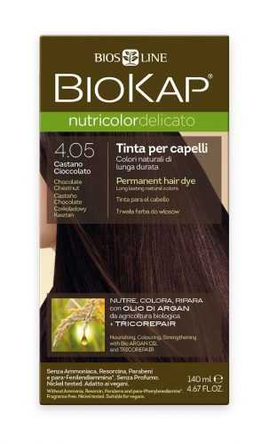 BIOKAP Nutricolor Delicato 4.05 Kaštanovo čokoládová barva na vlasy 140 ml BIOKAP