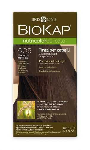 BIOKAP Nutricolor Delicato 5.05 Hnědá světlý kaštan barva na vlasy 140 ml BIOKAP