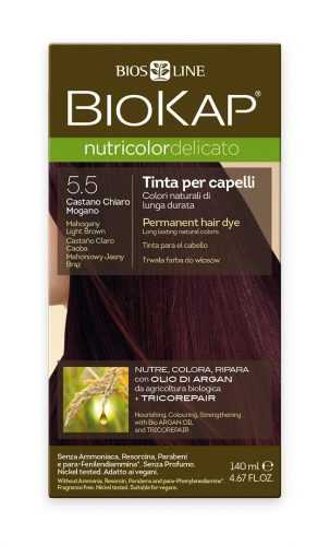 BIOKAP Nutricolor Delicato 5.50 Hnědá - světlý mahagon barva na vlasy 140 ml BIOKAP