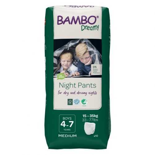 Bambo Dreamy Night Pants Boys 4-7 let 15-35 kg noční plenkové kalhotky 10 ks Bambo