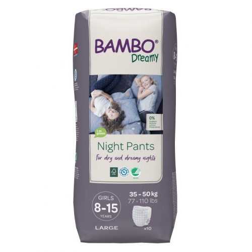 Bambo Dreamy Night Pants Girls 8-15 let 35-50 kg noční plenkové kalhotky 10 ks Bambo