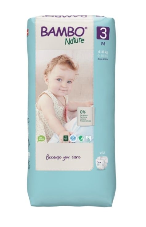 Bambo Nature 3 M 4-8 kg dětské pleny 52 ks Bambo Nature