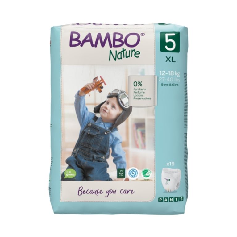 Bambo Nature Pants 5 XL 12-18 kg tréninkové kalhotky 19 ks Bambo Nature