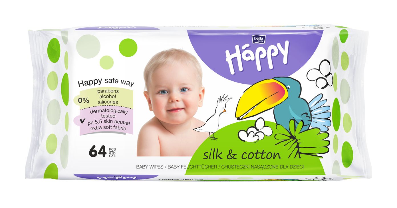 Bella Baby Happy Čisticí ubrousky hedvábí a bavlna 64 ks Bella