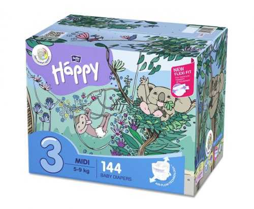 Bella Baby Happy Midi 5-9 kg dětské pleny box 2x72 ks Bella