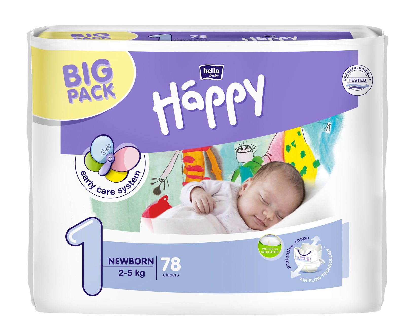 Bella Baby Happy Newborn 2-5 kg dětské plenky 78 ks Bella