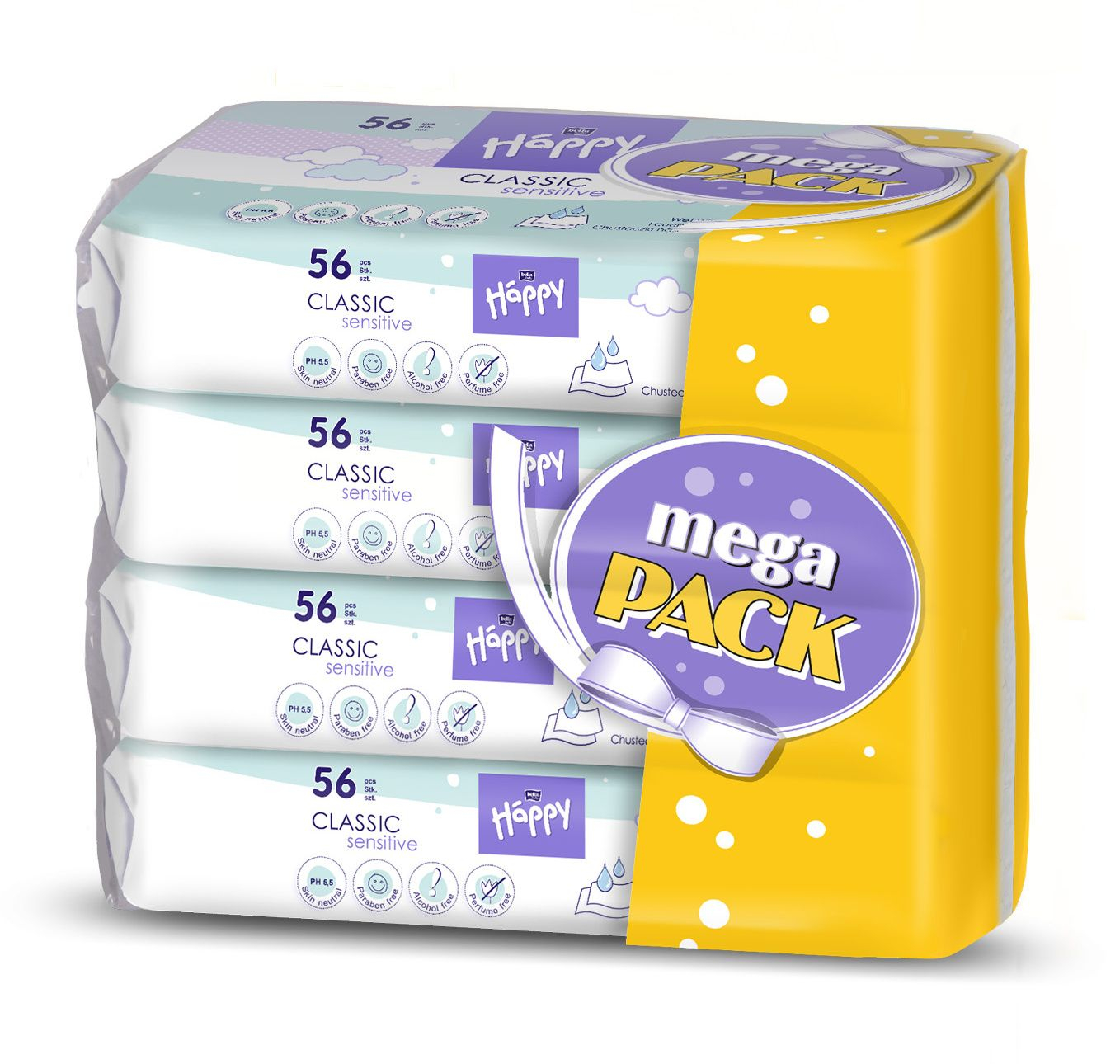 Bella Čistící ubrousky Classic Sensitive mega pack 4x56 ks Bella