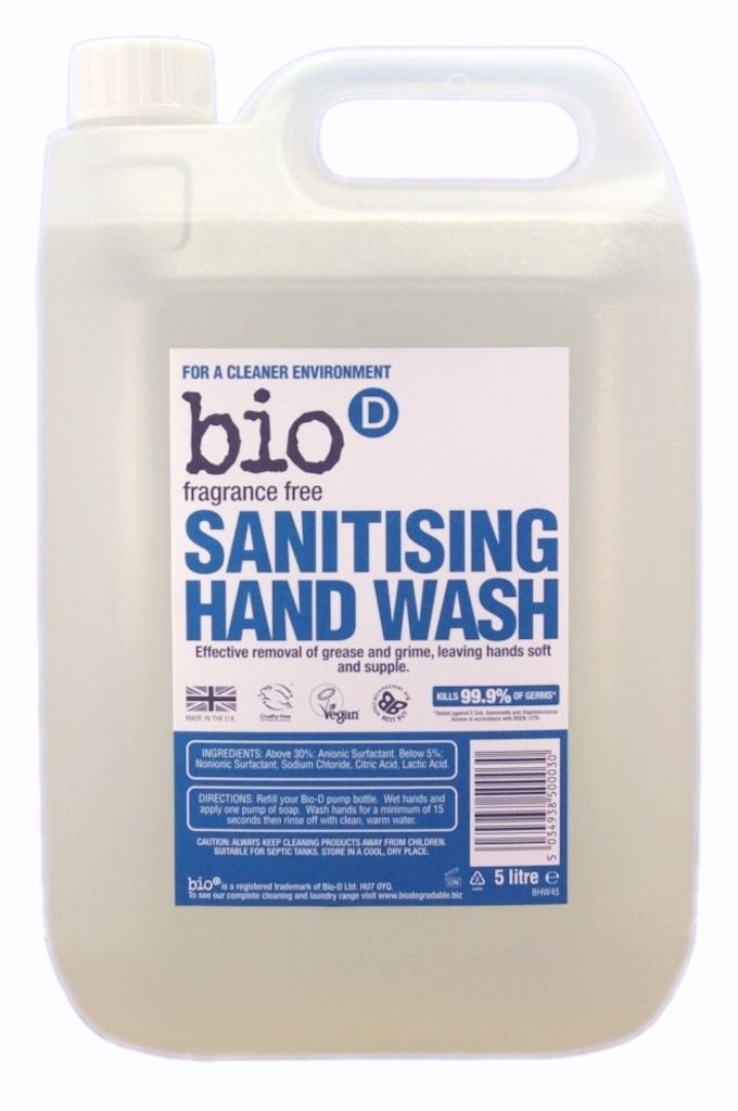 Bio d Tekuté dezinfekční mýdlo na ruce bez vůně náhradní kanystr 5 l Bio d