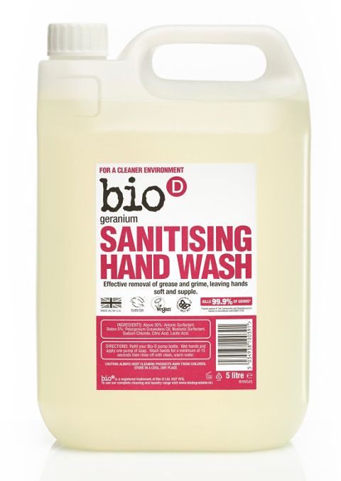 Bio d Tekuté dezinfekční mýdlo na ruce pelargónie náhradní kanystr 5 l Bio d