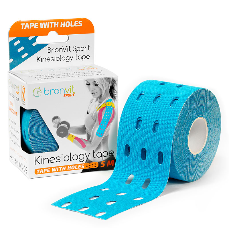 BronVit Sport Kinesio Tape děrovaný 5 cm x 5 m tejpovací páska modrá BronVit Sport