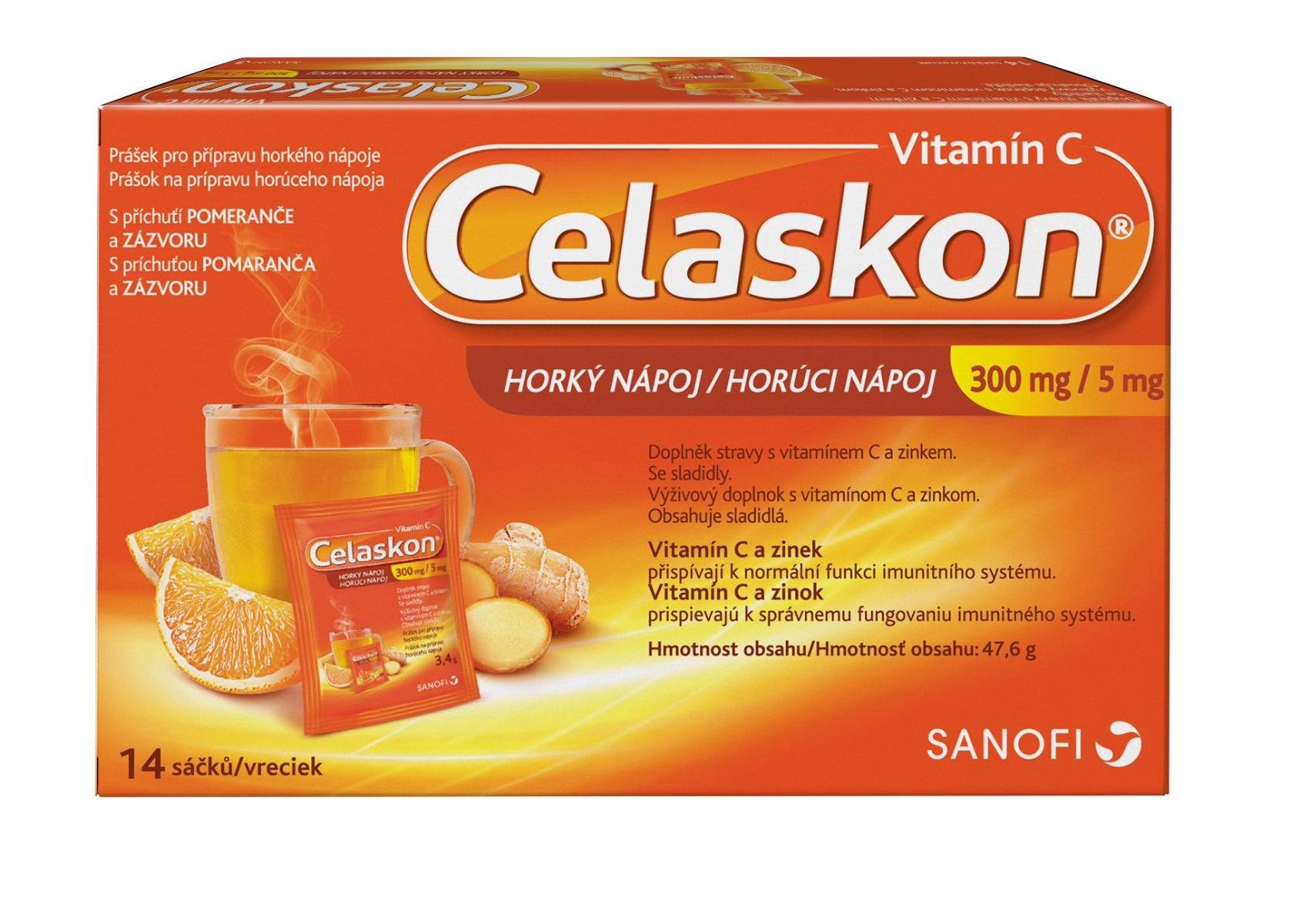 Celaskon Vitamin C 300 mg + Zinek 5 mg horký nápoj 14 sáčků Celaskon