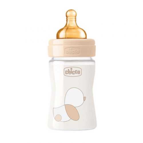 Chicco Original Touch Kojenecká láhev s latexovým dudlíkem skleněná 150 ml neutral Chicco