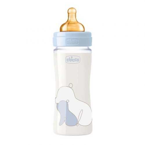 Chicco Original Touch Kojenecká láhev s latexovým dudlíkem skleněná 240 ml chlapec Chicco