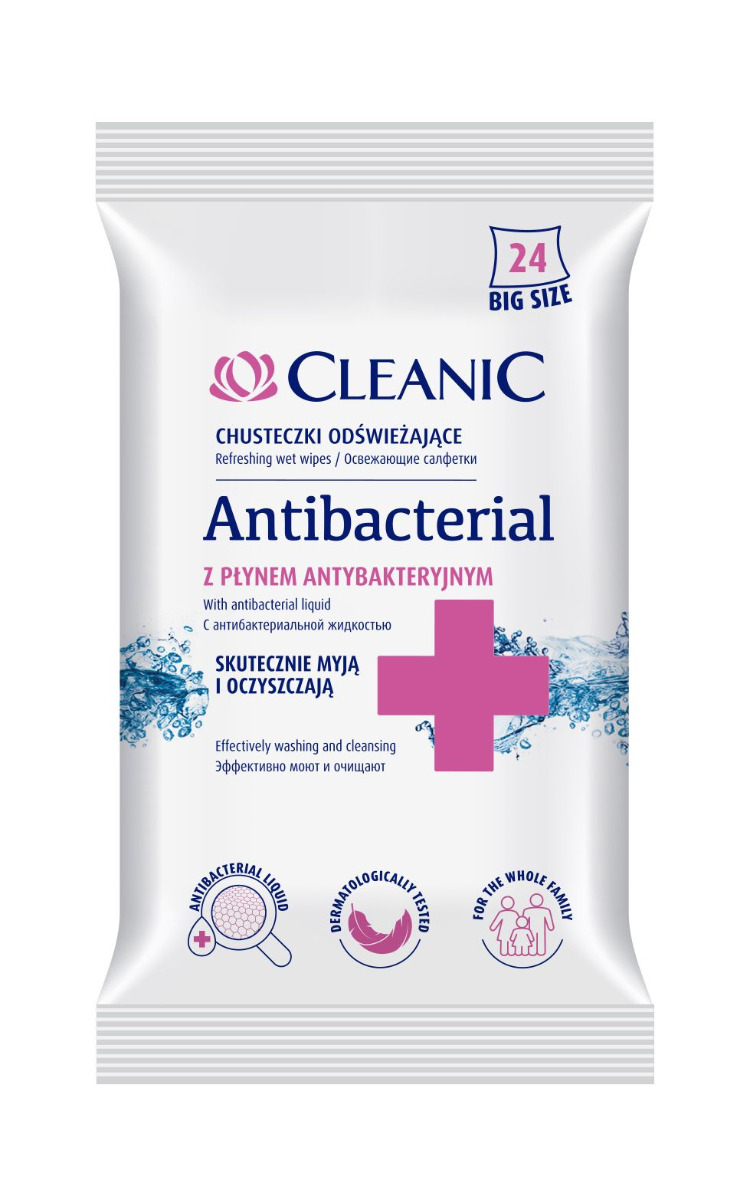 Cleanic Antibakteriální vlhčené ubrousky 24 ks Cleanic