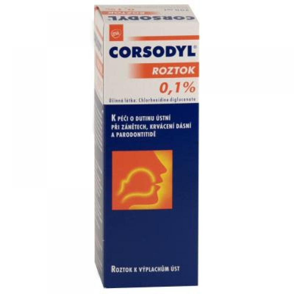 Corsodyl Ústní voda 0.1% 200 ml Corsodyl