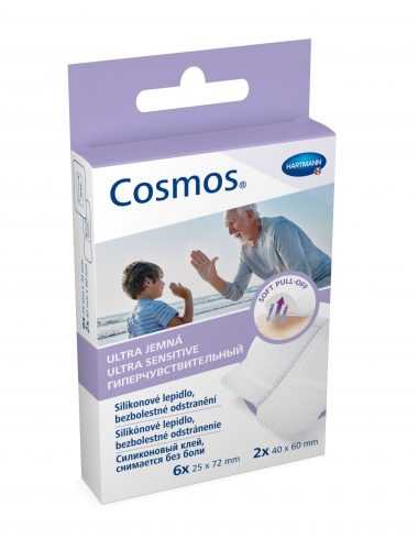 Cosmos Ultra jemná náplast dělená 6 ks 25 x 72 mm + 2 ks 40 x 60 mm Cosmos