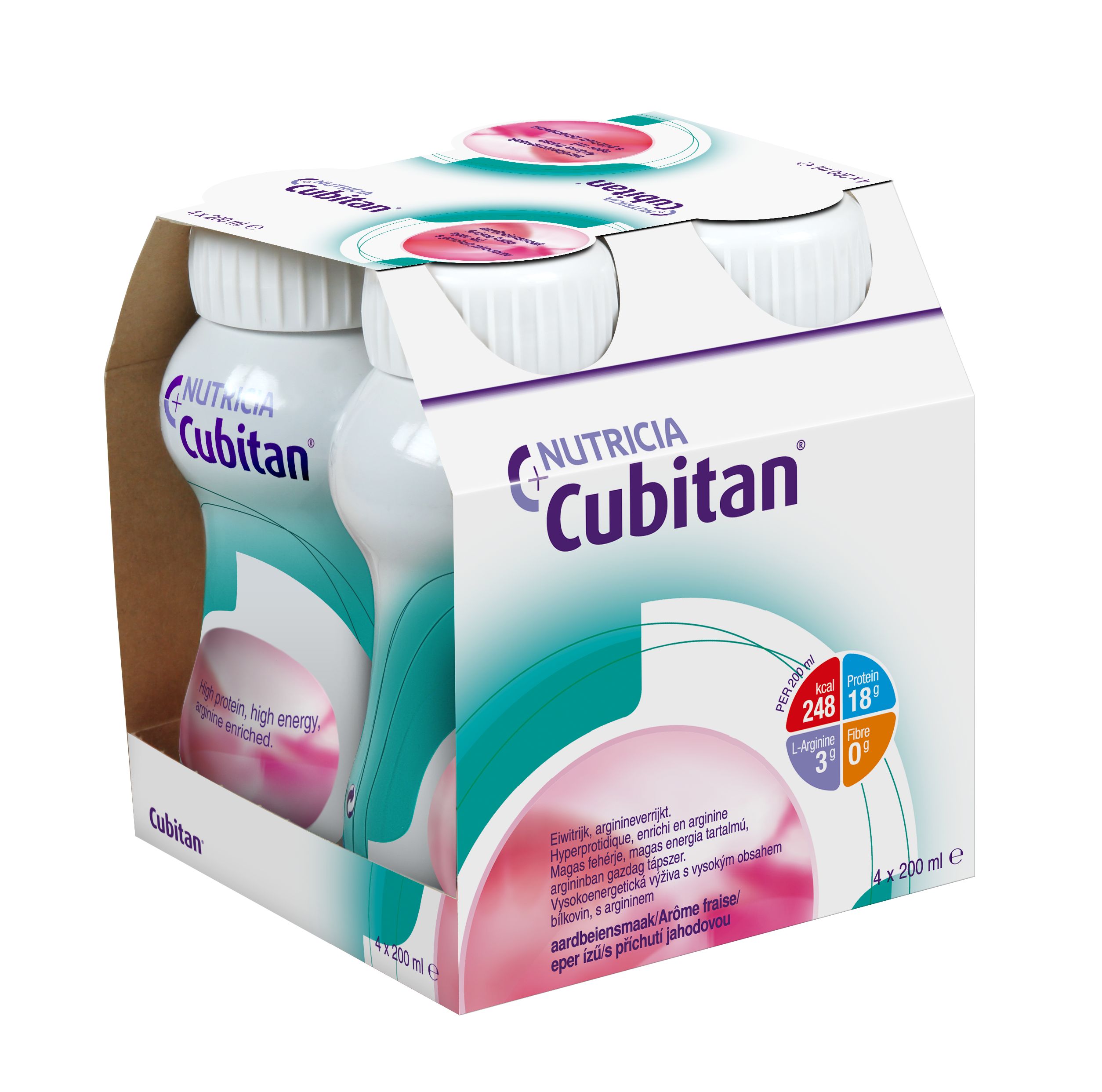 Cubitan S příchutí jahodovou 4x200 ml Cubitan