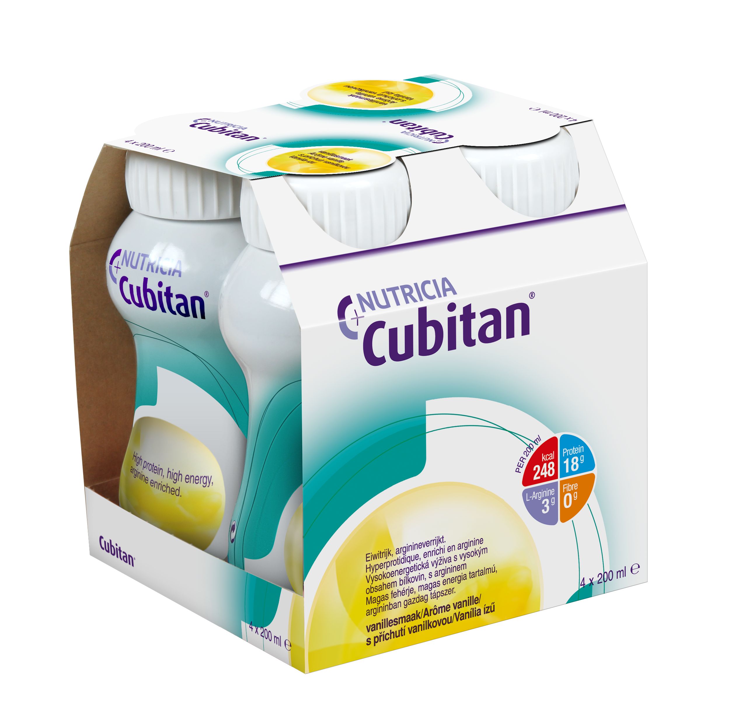 Cubitan S příchutí vanilkovou 4x200 ml Cubitan