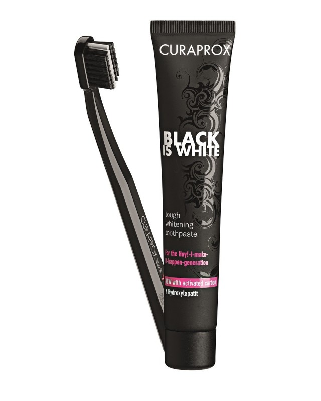 Curaprox BLACK IS WHITE Set bělící zubní pasta 90 ml + kartáček CS 5460 Curaprox