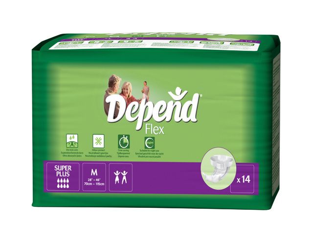 Depend Flex Super Plus vel. M plenkové kalhotky prodyšné 14 ks Depend