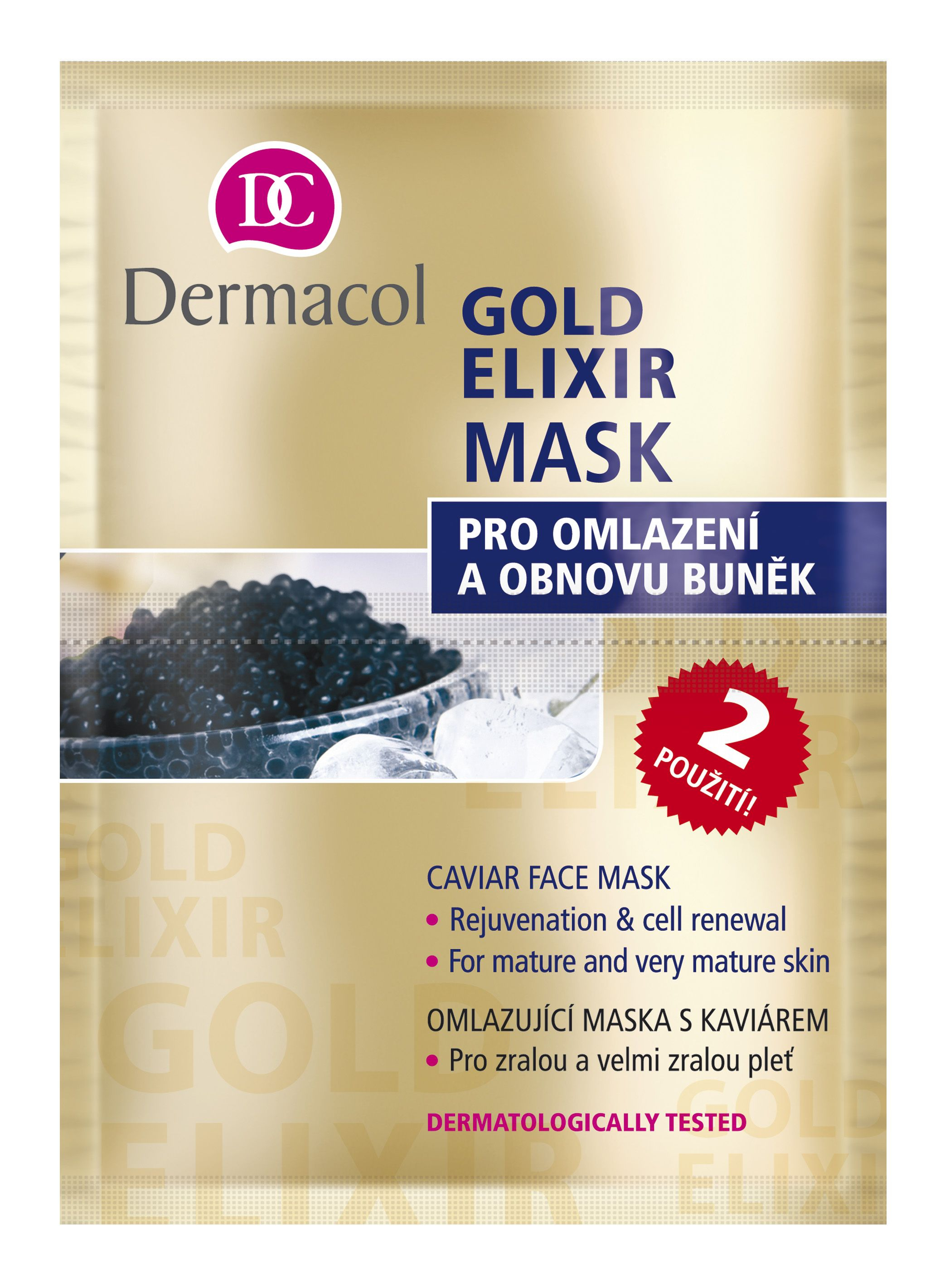Dermacol Gold Elixir Omlazující kaviárová maska 2x8 g Dermacol