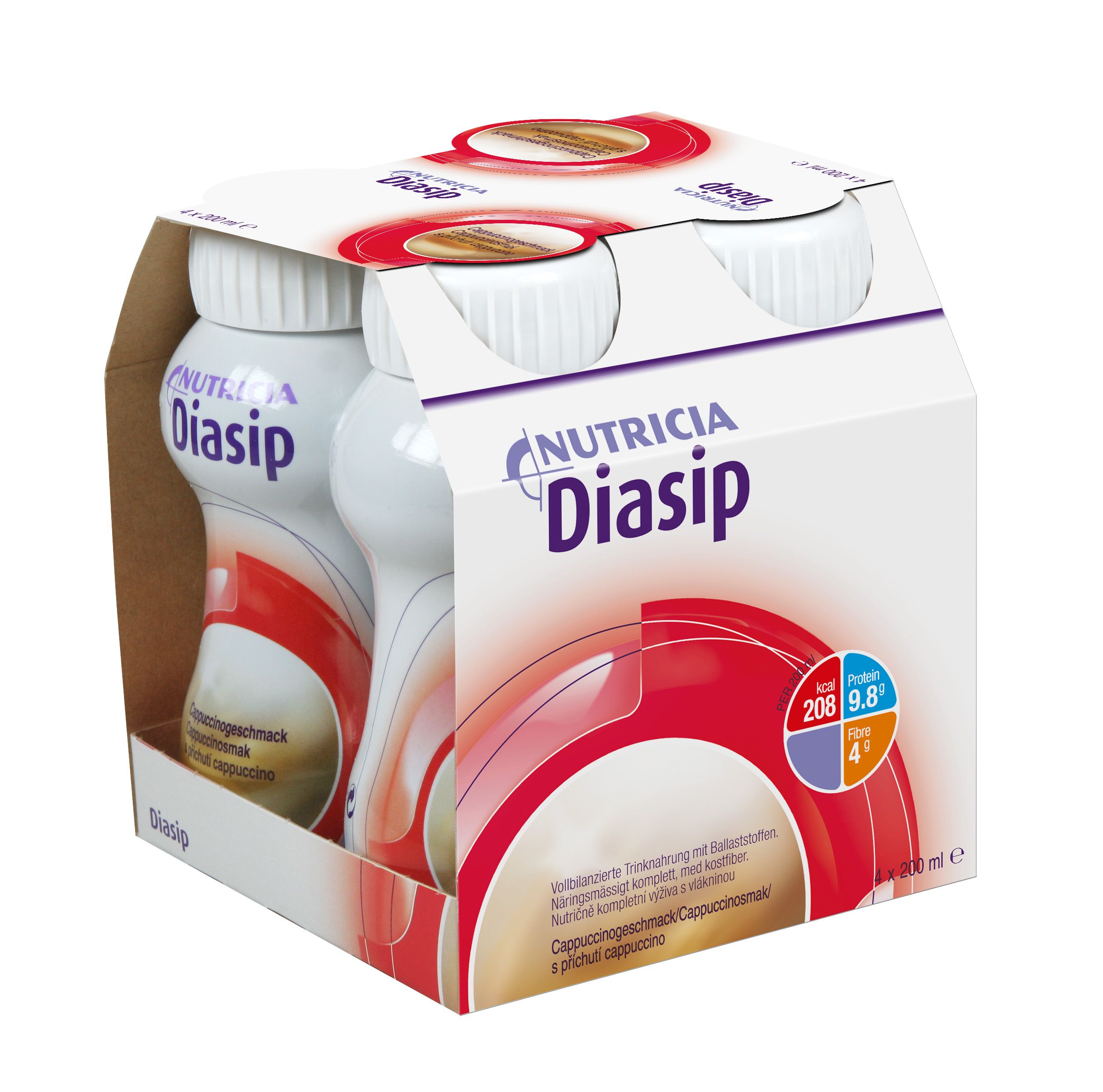 Diasip s příchutí cappuccino 4x200 ml Diasip