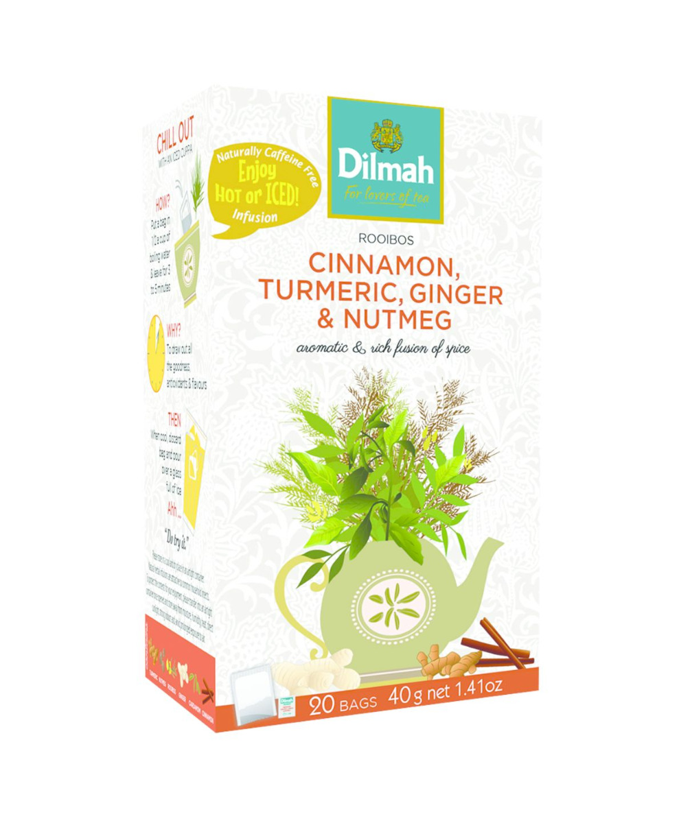 Dilmah Rooibos Cinnamon Turmeric Ginger & Nutmeg porcovaný čaj 20x2 g Dilmah