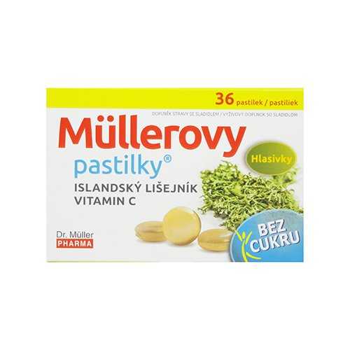 Dr. Müller Müllerovy pastilky s islandským lišejníkem a vitaminem C BEZ CUKRU 36 pastilek Dr. Müller