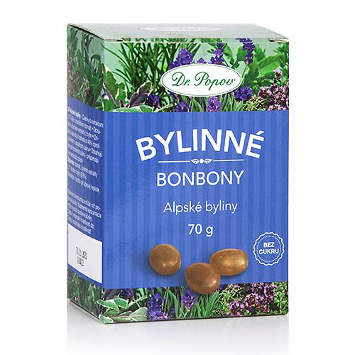 Dr. Popov Bylinné bonbony Alpské byliny 70 g Dr. Popov