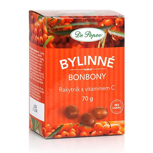 Dr. Popov Bylinné bonbony Rakytník s vitamínem C 70 g Dr. Popov