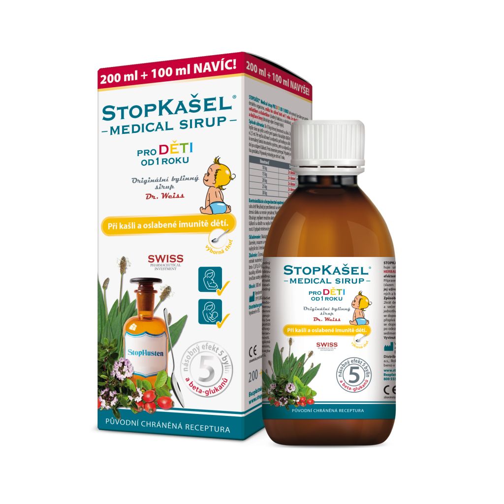 Dr. Weiss STOPKAŠEL Medical sirup pro děti od 1 roku 200+100 ml Dr. Weiss